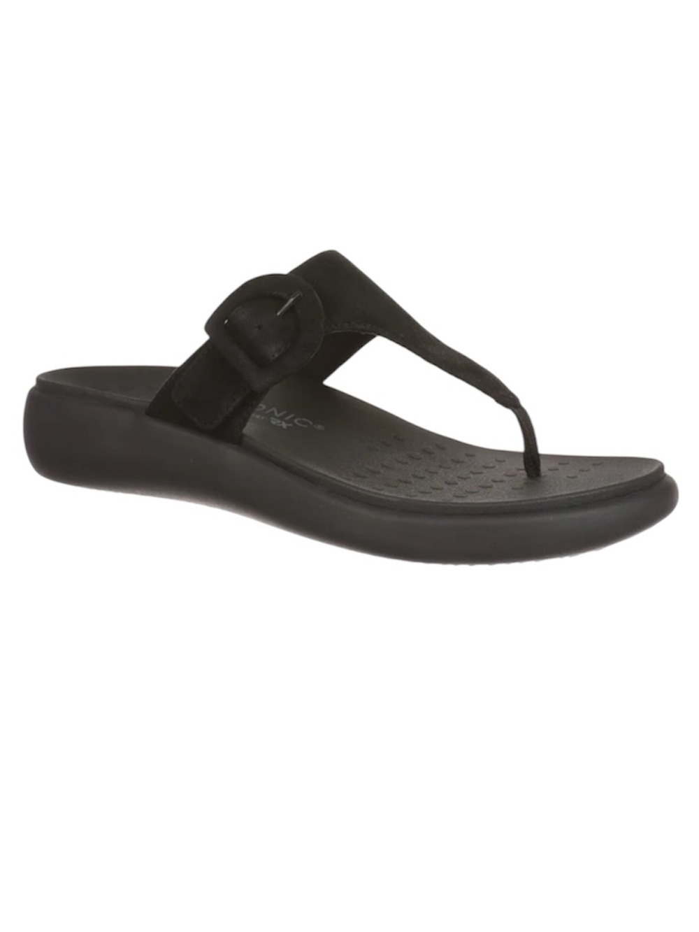 Vionic Recovery RX Black Suede Thong Sandals 9 New NWOB Comfort Arch Support